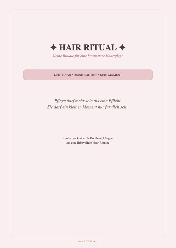 Titelseite „Hair Ritual: kleine Rituale für bewusstere Haarpflege“.